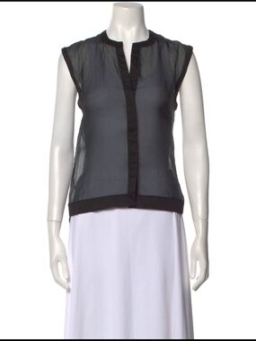 Helmut Lang Sheer Black Sleeveless Split-Neck Camisole